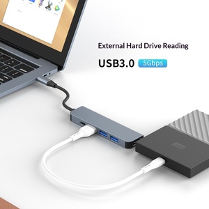 Adaptateur multiport Type C 5 en 1 en aluminium pour HDTV 2.0 4K, chargeur PD 100W, hub USB 3.0 2.0, <span class=keywords><strong>accessoires</strong></span> pour <span class=keywords><strong>ordinateur</strong></span> <span class=keywords><strong>portable</strong></span> MacBook - Product Image 5