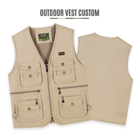 Gilet de travail pour homme multi-poches 100% coton, gilet de pêche extérieur coupe-vent pratique noir surdimensionné pour photographe