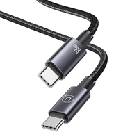 USAMS SJ661 kabel pengisian daya cepat, kabel Data tahan lama, jalinan nilon daya tinggi, kabel pengisian cepat bahan Aloi aluminium tipe-c ke tipe-c 60W