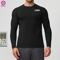 Haut de sport décontracté à manches longues pour homme, avec logo personnalisé, sans coutures, respirant, couleur unie, pour la course et le fitness