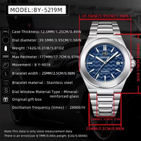 Montre-bracelet automatique mécanique de luxe pour homme Benyar BY-5219M, étanche, en acier inoxydable, nouvelle mode, avec boîte