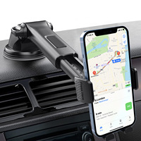 Support de téléphone universel réglable 2-en-1 pour voiture, anti-vibration, fonction mains libres, en ABS flexible pour installation sur tableau de bord