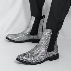 Nuevas botas Chelsea de hombre con punta en pico, tallas grandes 38-46, de cuero genuino, color plateado y dorado, para invierno y otoño, estilo Oxford. - Product Image 5