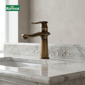Luxury European Antique Bathroom Tap Hot Cold Water Brass Single Handle <b>Deck</b> Mounted Durable Elegant Basin Faucet Wholesale - Product Image 1
