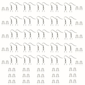 Crochets de boucles d'oreilles en acier inoxydable, 50 pièces, avec bouchons d'oreille transparents, pour la fabrication de bijoux, ensemble d'accessoires unisexes à faire soi-même - Product Image 3