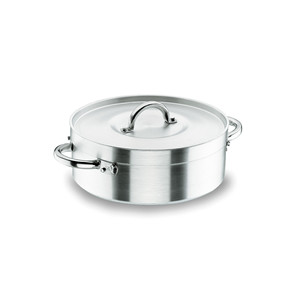 Casseruola in alluminio con coperchio, diametro 24 cm, rotonda, resistente, per cucinare e infornare - Product Image 1