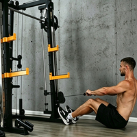 Machine Smith multifonctionnelle avec rack à squats, crossover par câble et power rack pour l'entraînement de force à domicile