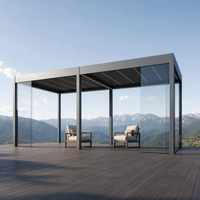 Pergola rétractable moderne avec éclairage LED, structure en alliage d'aluminium durable, personnalisable pour l'espace extérieur du jardin