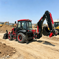 Pengiriman Gratis Backhoe Loader 4x4 Mini Pertanian EPA Backhoe Loader Diesel Hidrolik Traktor Backhoe Loader yang Dapat Ditarik