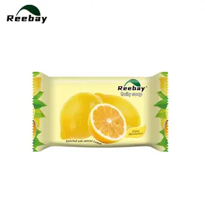 Reebay nova chegada limão tumeric papaya kojic fruta sabão 75g 80g 100g banho de pele branqueamento sabão