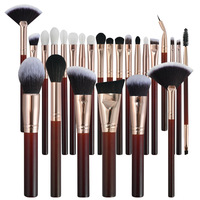 Professionnel 25 pièces ensemble de pinceaux de maquillage en cheveux naturels en gros pinceaux de maquillage manche en bois de vin rouge pinceaux cosmétiques de marque privée
