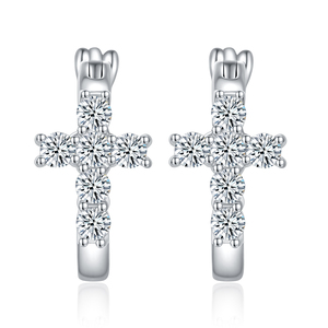 Pendientes de Aro Plateados Mate Estilo Occidental con Incrustaciones de Moissanita de Silicona, Joyería de Fantasía - Product Image 3