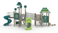 2025 Kaiqi nouveau Design série bois écologique KQ24067B aire de jeux extérieure pour enfants avec toboggan
