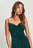 Robe de soirée longue asymétrique en satin, dos nu, sans manches, avec nœud, sexy et élégante, pour femme, personnalisable OEM/ODM