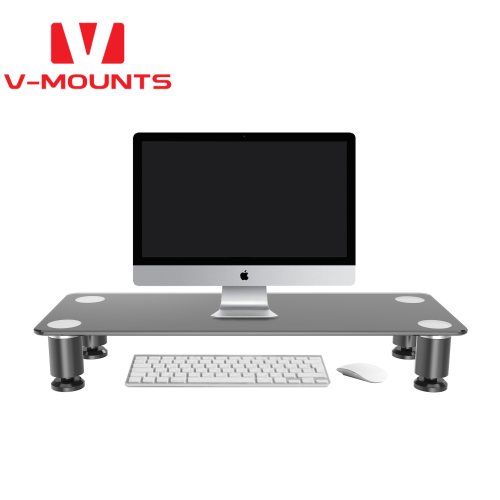 V-mounts Tempered Glass Phone Tablet Stand Desk Laptop Monitor Riser VM-MR02 in Stock 20kg Load Capacity Adjustable Tilt 45