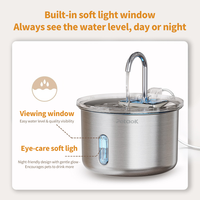 Fontaine à eau pour animaux de compagnie en acier inoxydable 304, écologique, 2L, distributeur automatique ultra-silencieux, niveau visible, portable