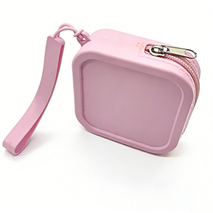 Pochette de maquillage en silicone personnalisée, pochette cosmétique carrée, pochette à fermeture éclair en silicone, organiseur de toilette de voyage, porte-monnaie - Product Image 4