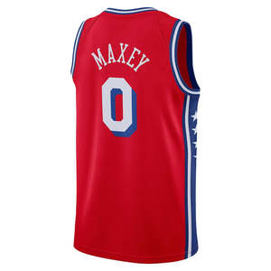 Camiseta de baloncesto Philadelphia #0 Tyrese Maxey City Edition para hombre, bordada y cosida con logotipos - Product Image 3
