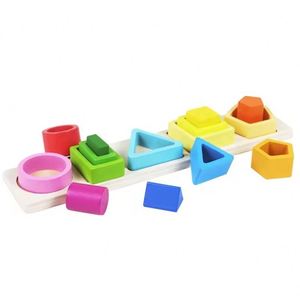 Montessori 1 2 3 Year Old Boys Girls Learning Eco-Friendly Wooden <b>Sorting</b> Stacking <b>Toy</b> <b>Shape</b> Sorter Color Stacker Custom Brand - Product Image 3