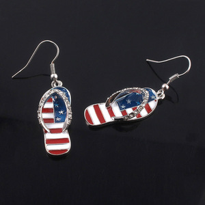 Boucles d'oreilles pendantes en alliage avec étoile à cinq branches et strass, motif drapeau américain, mignonnes pour le 4 juillet, la fête de l'Indépendance, Noël, Halloween - Product Image 3