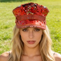 Niedriger Mindestbestellwert Steampunk Strass-Kapitänsmütze Piratenhut mit individuellem Logo, geeignet für Silvester und Burning Man Festival