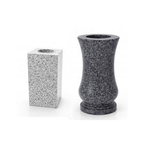 Vase de sol en granit élégant de style Art déco, 28 cm, rond, noir, pour décoration commémorative de cimetière, durable et résistant - Product Image 1