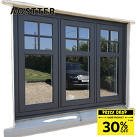 Ventanas de Aluminio con Certificación NFRC de Eficiencia Energética, Manijas Personalizadas, Ventanas Colgantes de Aluminio, Ventanas de Doble Hoja