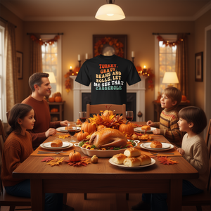 Camiseta de Acción de Gracias con diseño de cacerola de frijoles, salsa de pavo y panecillos - Product Image 3