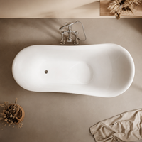 Bañera Independiente Tipo Slipper, Acabado Blanco Brillante, para Baño Clásico, 180 cm