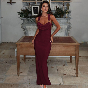 Vestido de Mujer Más Vendido, Primavera Verano, Nuevo Estilo Moderno, Sexy, Espalda Descubierta, Plisado, Ajustado, con Cordones, Venta al Por Mayor - Product Image 6