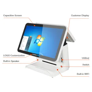 Doppio 15.6 ''tutto In un sistema Pos terminali Pos registratore di cassa ristorante Display cliente AIO-1567