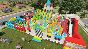 JOYFUL FUN Gran Ciudad de Juegos Inflables con Tobogán y Obstáculos, Parque de Trampolines Inflables, Parque de Atracciones Inflable - Product Image 6