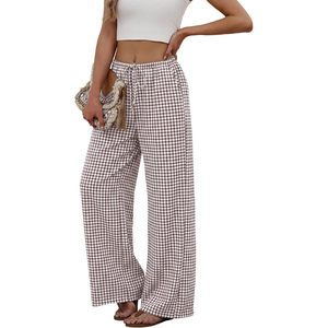 Women's Linen Palazzo Pants Wide Leg High Waist Breathable Beach Trousers With Pockets Summer <b>Flowy</b> Pants - Product Image 4