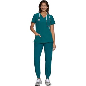 Floralhue Women's Scrub Set V-Neck Top Cargo Pants 12 Pockets Hospital Uniforms - Product Image 6