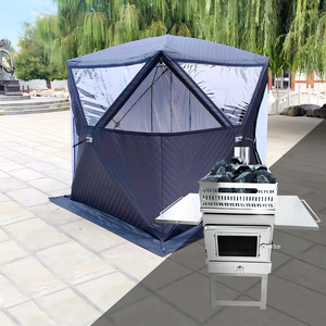 Tente <span class=keywords><strong>de</strong></span> sauna pliable moderne pour l'extérieur |   Poêle à <span class=keywords><strong>bois</strong></span> double usage avec cheminée en acier inoxydable pour le camping - Product Image 2