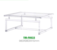 Table basse carrée de luxe en acrylique avec plateau en verre, design contemporain et écologique, mobilier de salon – Offre Spéciale