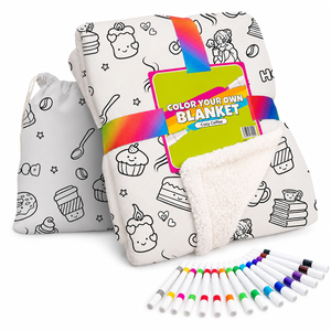Manta para Colorear para Adultos con <span class=keywords><strong>15</strong></span> Marcadores de Tela, Tema Café, Manta de Sherpa, 40x60, Colorea Tu Propio Diseño, Lavable, Regalo - Product Image 1