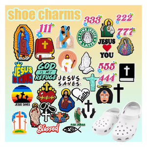 Personnalisé en gros 2D bricolage sabot sandale accessoires Gog Bienheureuse Bible chaussures décorations religion jésus vierge marie chaussures charmes - Product Image 1