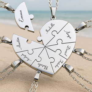 Collier en acier inoxydable en forme de cœur à assembler soi-même pour femmes, bijou d'amitié pour groupe, avec 2/3/4/5/6/7/8 cœurs séparés, idéal pour les meilleures amies - Product Image 2