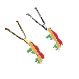 Collar con <span class=keywords><strong>Mapa</strong></span> <span class=keywords><strong>de</strong></span> <span class=keywords><strong>la</strong></span> <span class=keywords><strong>República</strong></span> <span class=keywords><strong>del</strong></span> <span class=keywords><strong>Congo</strong></span> Tryme, Collar con <span class=keywords><strong>Mapa</strong></span> Africano Esmaltado con Bandera Personalizada, Collar con Colgante <span class=keywords><strong>de</strong></span> Acero Inoxidable - Product Image 1