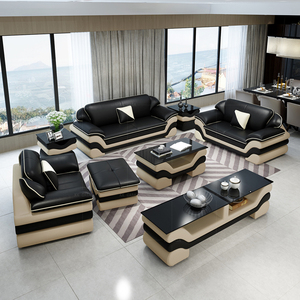 Set Divano in Stile Italiano 1+2+3 per Soggiorno, Set Divano in Pelle con Tavolino Centrale, Design a L - Product Image 3