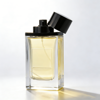Flacon de parfum vide en verre de luxe personnalisé, 30 ml, 50 ml, 100 ml, avec bouchon magnétique, couvercle carré noir, design de créateur, rechargeable, avec boîte
