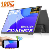 Moniteur portable double écran SIBOLAN 23,8 pouces 1080P HDR 100Hz IPS LCD sans fil avec haut-parleurs intégrés pour jeux et usage domestique
