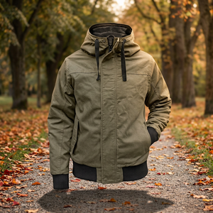High Quality Casual Loose Winter Men's Bomber Jacket Thin MA1 Flight Jacket Breathable Hooded Square Collar Vintage <b>Coat</b> - Product Image 3