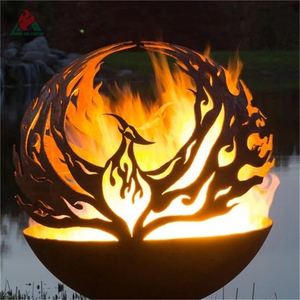 Globe de foyer en acier corten rouge moderne pour décorations de <span class=keywords><strong>jardin</strong></span>, sphère en corten - Product Image 4