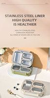 Auslaufsicherer BPA-freier Mikrowellengeeigneter Edelstahl Meal Prep Behälter 3-Fach Bento-Box mit Sicherheitsverschluss für Büro und Schule