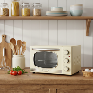 20L <strong>Retro</strong> Style Multi-Function <strong>Microwave</strong> - Adjustable Power, Honeycomb Liner, Cream Yellow, for 3-5 People Home Heating - Product Image 5