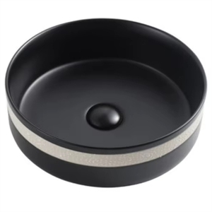 Lavabo de encimera redondo sin orificio para grifo, fácil de limpiar - Product Image 1