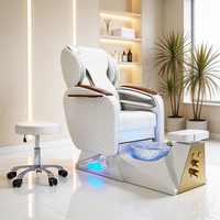 Nouvel arrivage : Chaise de pédicure spa de luxe en métal doré pour salon de manucure, avec massage tactile moderne