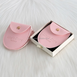 กล่องใส่เครื่องประดับหนัง PU สีชมพูน่ารัก รูปทรงวงรีไม่ซ้ำใคร กระดุมสีทอง สำหรับใส่ของขวัญ จี้ สร้อย หรือเครื่องประดับอื่นๆ - Product Image 4